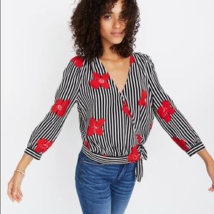 Madewell Candied Wrap Stripe Floral Tie Top